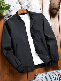 Stylish Handcrafted Men&#39;s Autumn Jacket With Zipped Pockets