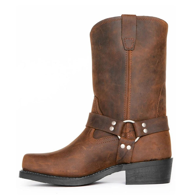 Stylish Men&#39;s Leather Cowboy Boots - Water-Resistant, Comfortable, Versatile