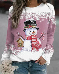Stylish Snowman Design Pullover for Women