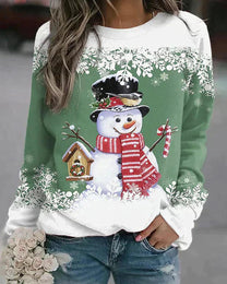 Stylish Snowman Design Pullover for Women