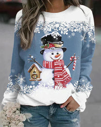 Stylish Snowman Design Pullover for Women