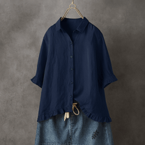 Summer Slim Fit Single-Breasted Blouse With Pleated Hem