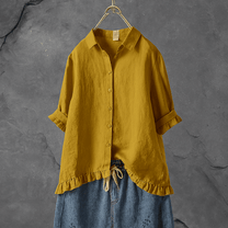 Summer Slim Fit Single-Breasted Blouse With Pleated Hem