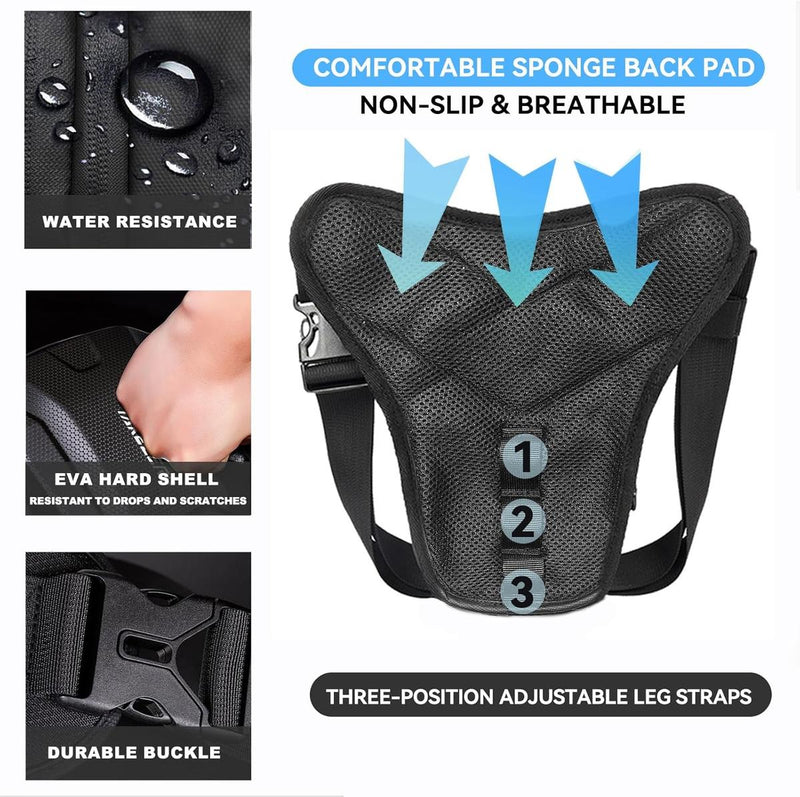 Tactical Motorcycle Thigh Bag With Waterproof EVA Shell And Expandable Storage