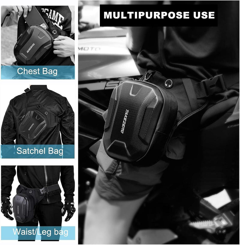 Tactical Motorcycle Thigh Bag With Waterproof EVA Shell And Expandable Storage