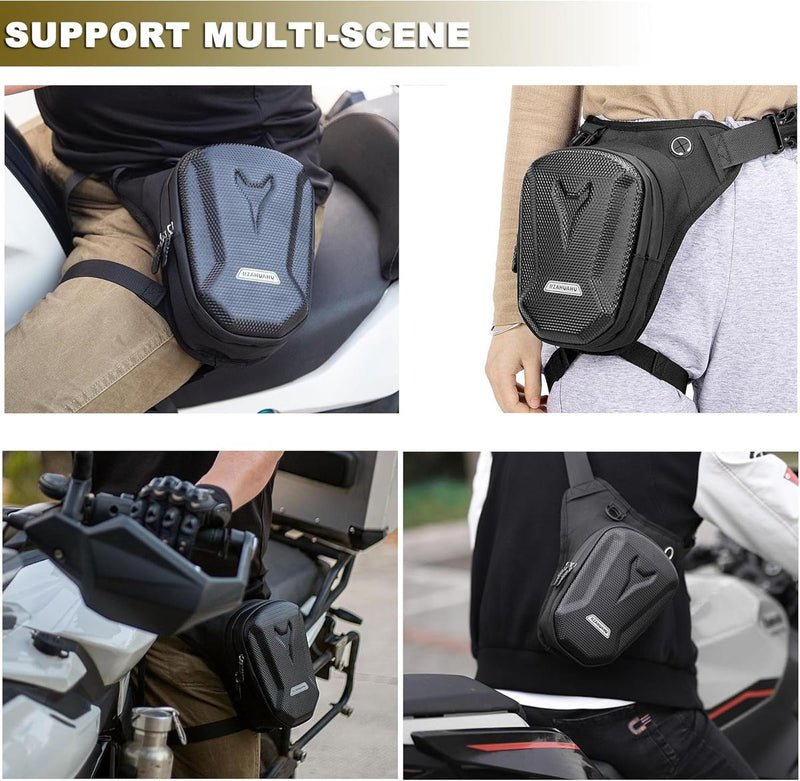 Tactical Motorcycle Thigh Bag With Waterproof EVA Shell And Expandable Storage