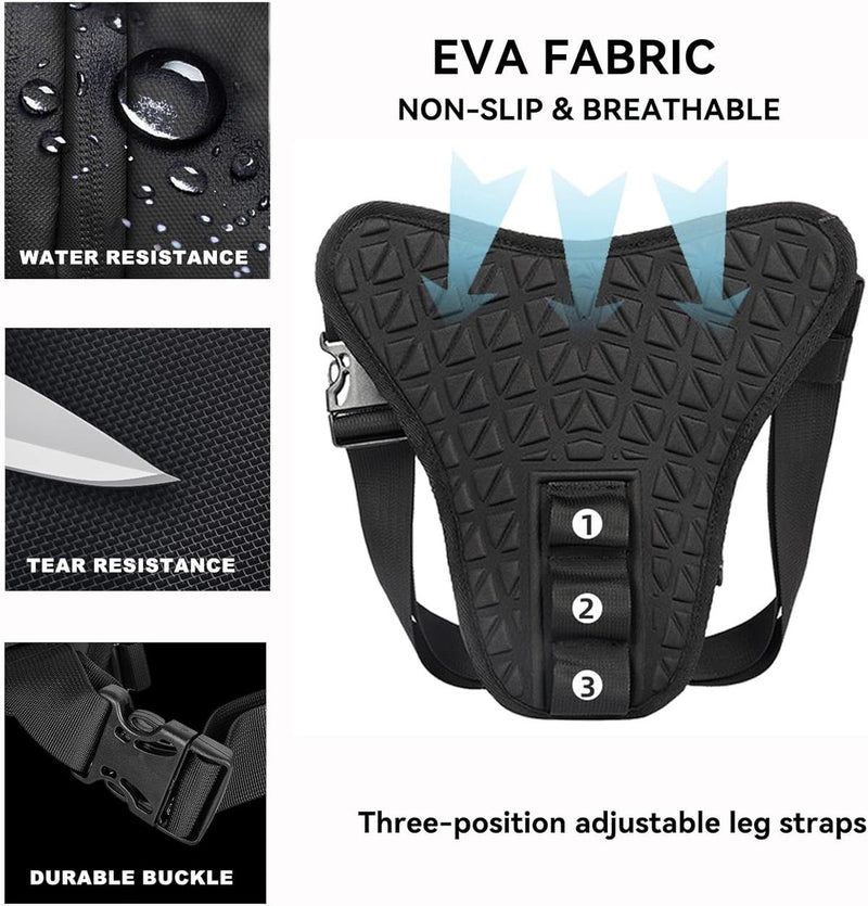 Tactical Motorcycle Thigh Bag With Waterproof EVA Shell And Expandable Storage