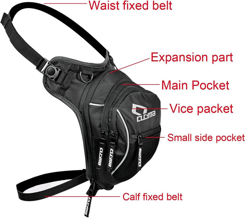Tactical Motorcycle Thigh Bag With Waterproof EVA Shell And Expandable Storage
