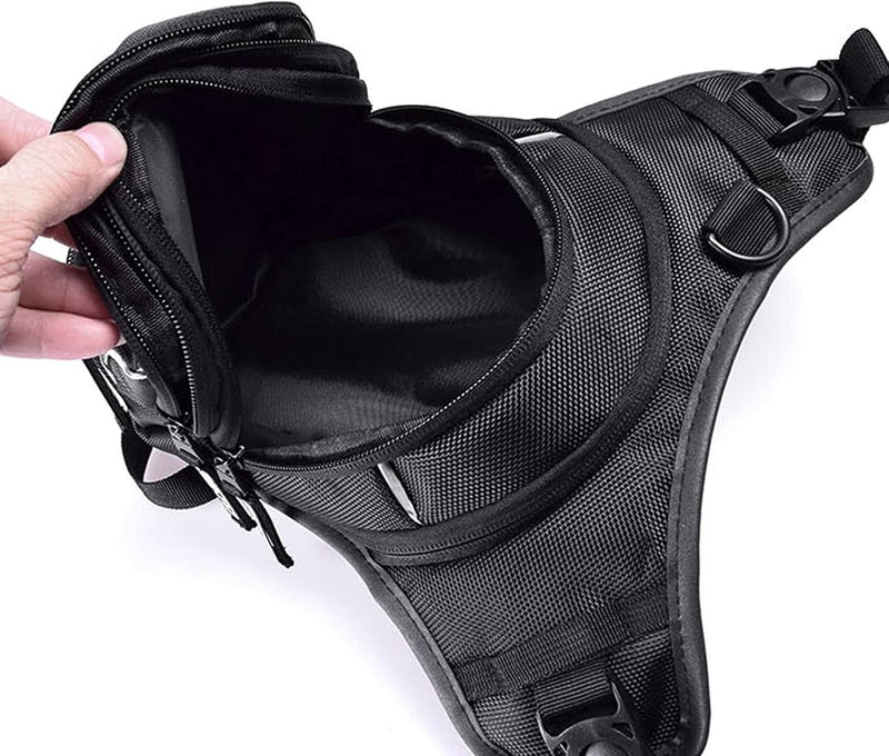 Tactical Motorcycle Thigh Bag With Waterproof EVA Shell And Expandable Storage