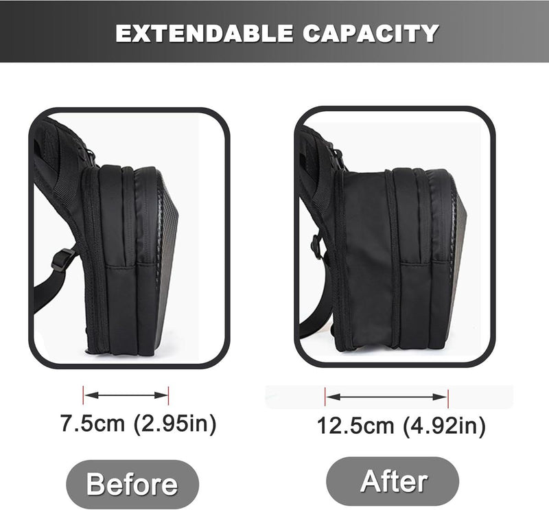 Tactical Motorcycle Thigh Bag With Waterproof EVA Shell And Expandable Storage