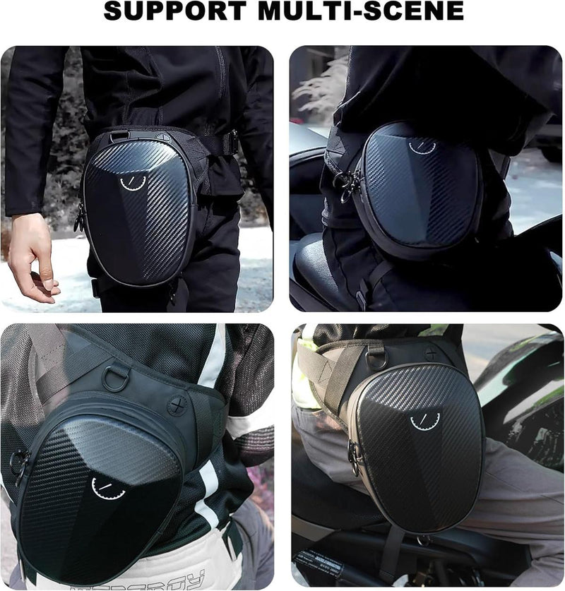 Tactical Motorcycle Thigh Bag With Waterproof EVA Shell And Expandable Storage