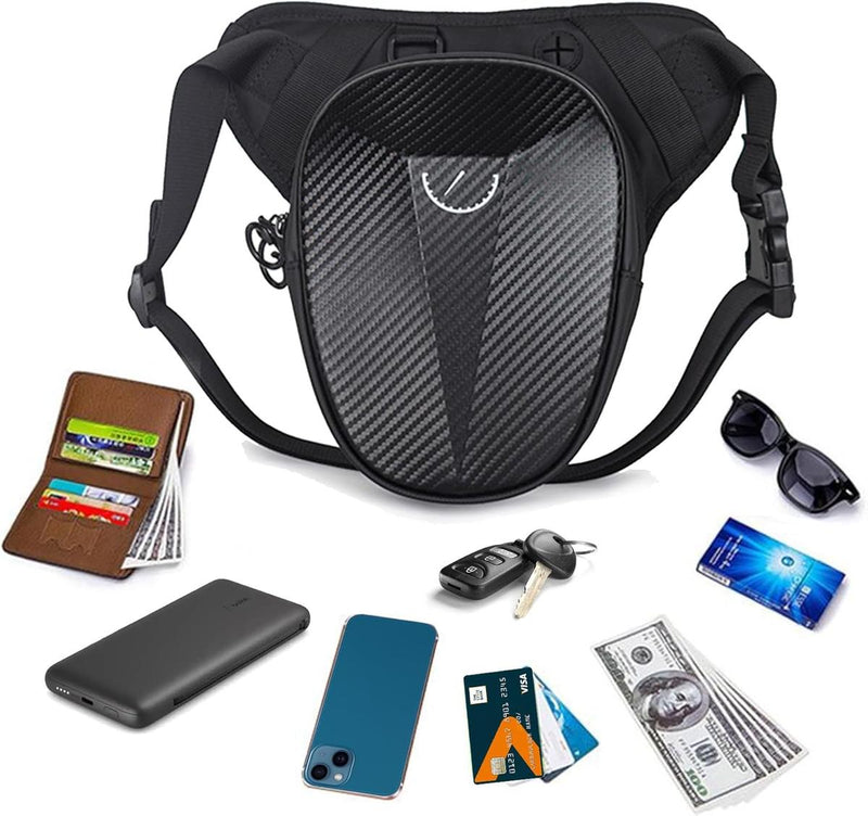 Tactical Motorcycle Thigh Bag With Waterproof EVA Shell And Expandable Storage