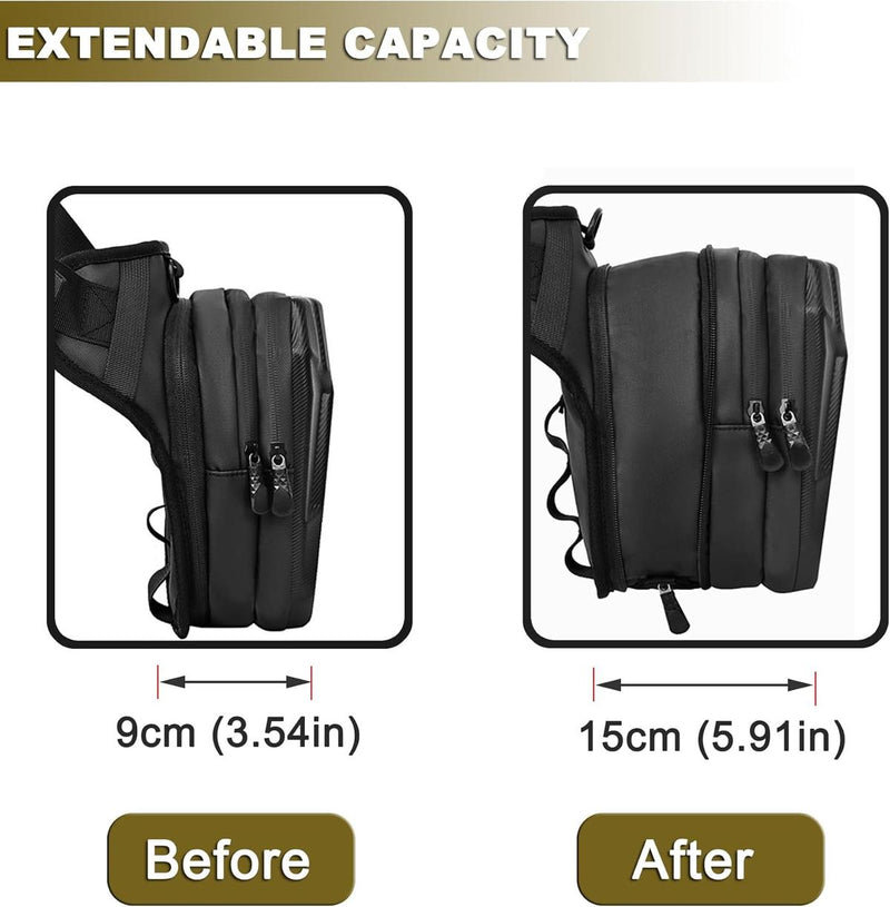 Tactical Motorcycle Thigh Bag With Waterproof EVA Shell And Expandable Storage