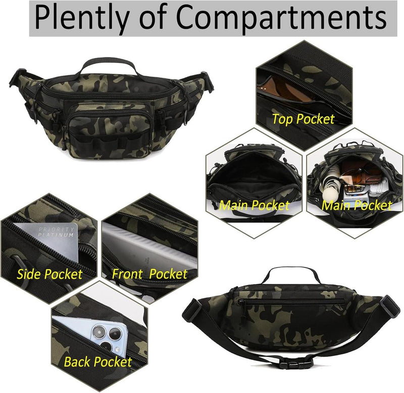 Tactical Waist Bag With Molle System And Six Pockets
