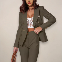 Tailored Double-Breasted Blazer And Trousers Ensemble