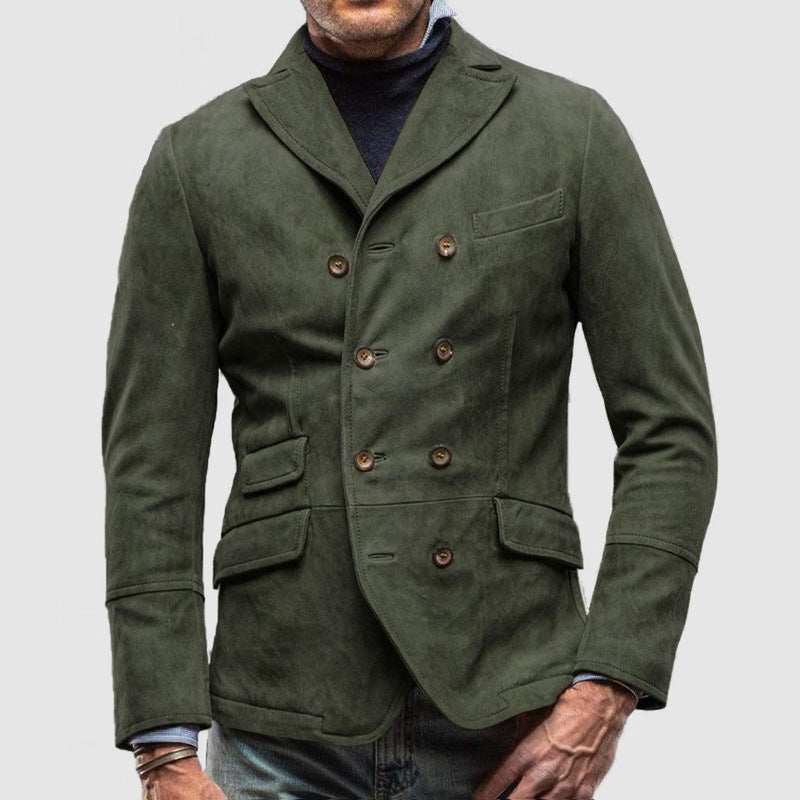 Tailored Double-Breasted Suede Feel Jacket