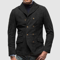 Tailored Double-Breasted Suede Feel Jacket