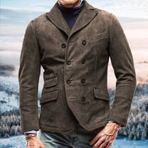 Tailored Double-Breasted Suede Feel Jacket