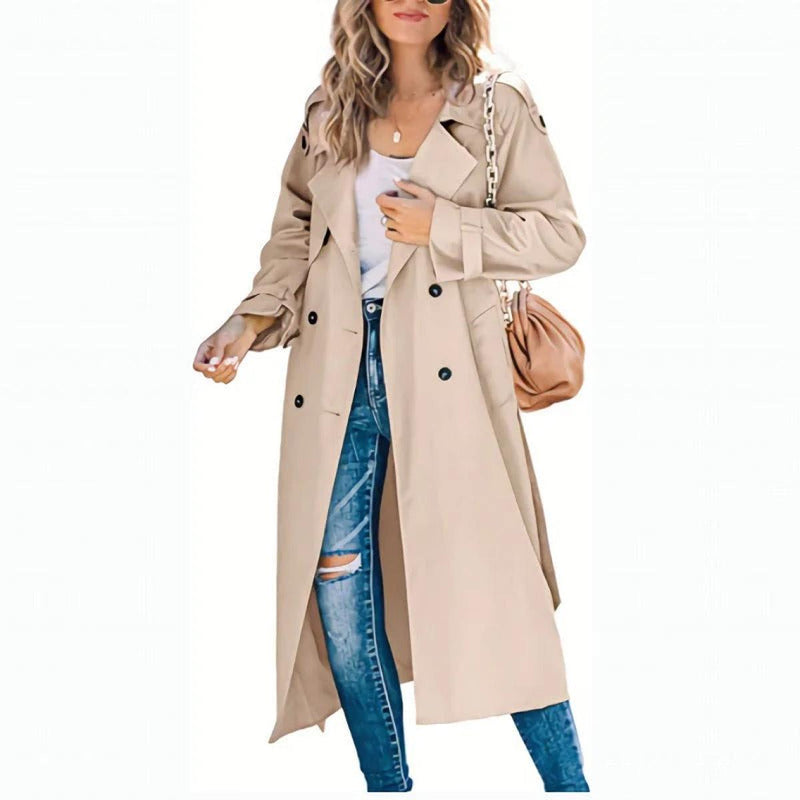 Tailored Double-Breasted Trench Coat For Women