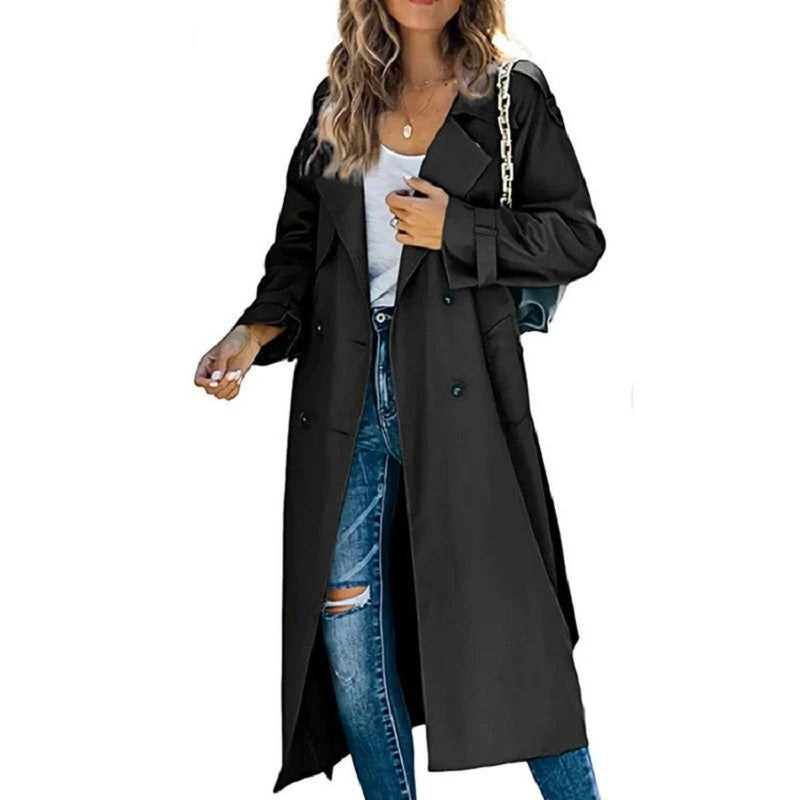 Tailored Double-Breasted Trench Coat For Women