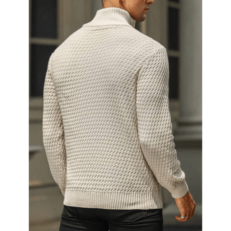 Tailored Fit Half Zip Sweater With Ribbed Detailing