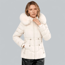 Tailored Fit Quilted Parka Coat With Faux Fur Hood