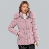 Tailored Fit Quilted Parka Coat With Faux Fur Hood