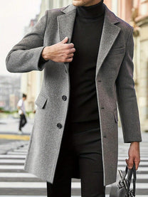 Tailored Knee-Length Coat With Notched Lapel