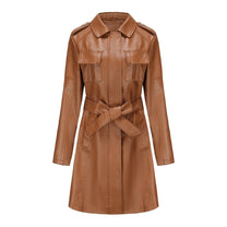 Tailored Mid-Length PU Leather Jacket