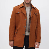 Tailored Mid-Length Wool Blend Coat for Men
