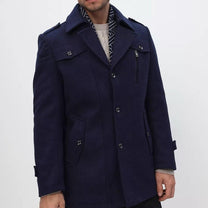 Tailored Mid-Length Wool Blend Coat for Men