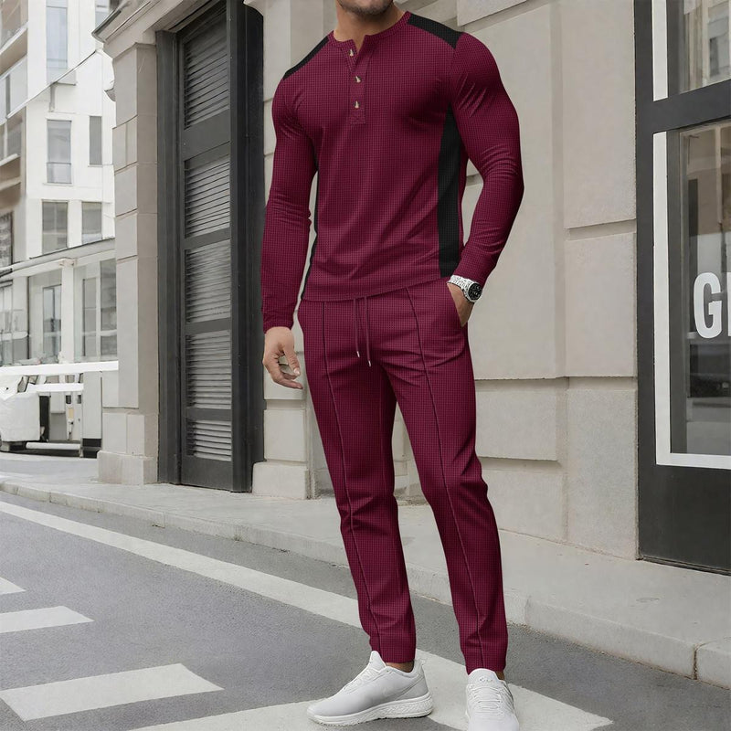 Tailored Slim Fit Henley Tracksuit For Men