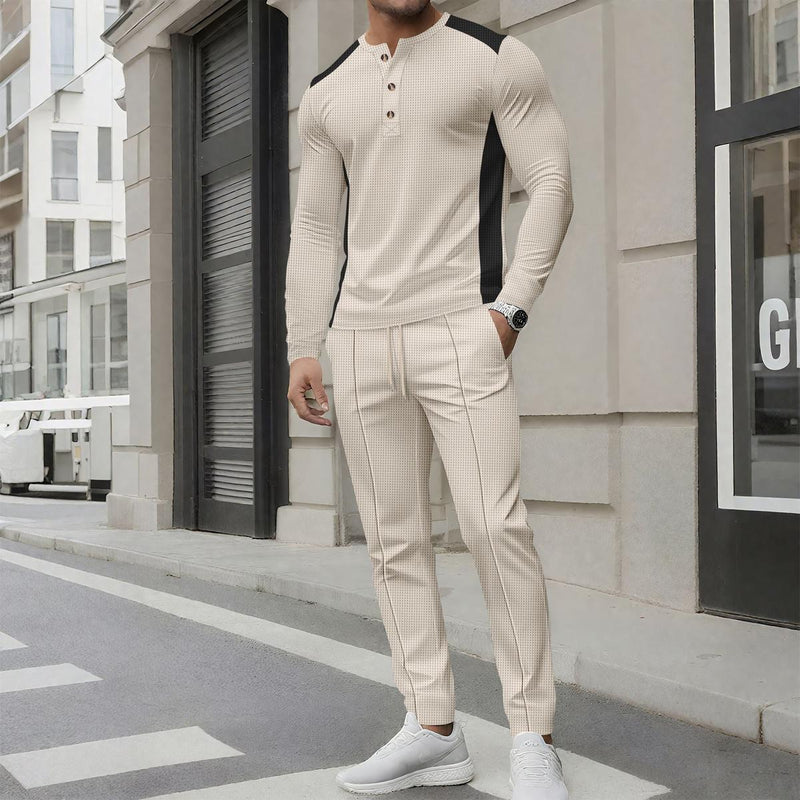 Tailored Slim Fit Henley Tracksuit For Men