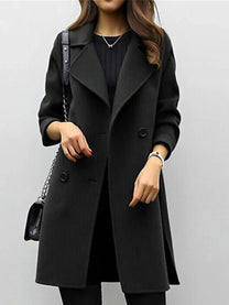 Tailored Women&#39;s Wool Coat With High Collar For Autumn And Winter