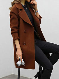 Tailored Women&#39;s Wool Coat With High Collar For Autumn And Winter