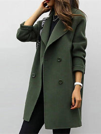 Tailored Women&#39;s Wool Coat With High Collar For Autumn And Winter