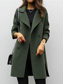 Tailored Women&#39;s Wool Coat With High Collar For Autumn And Winter