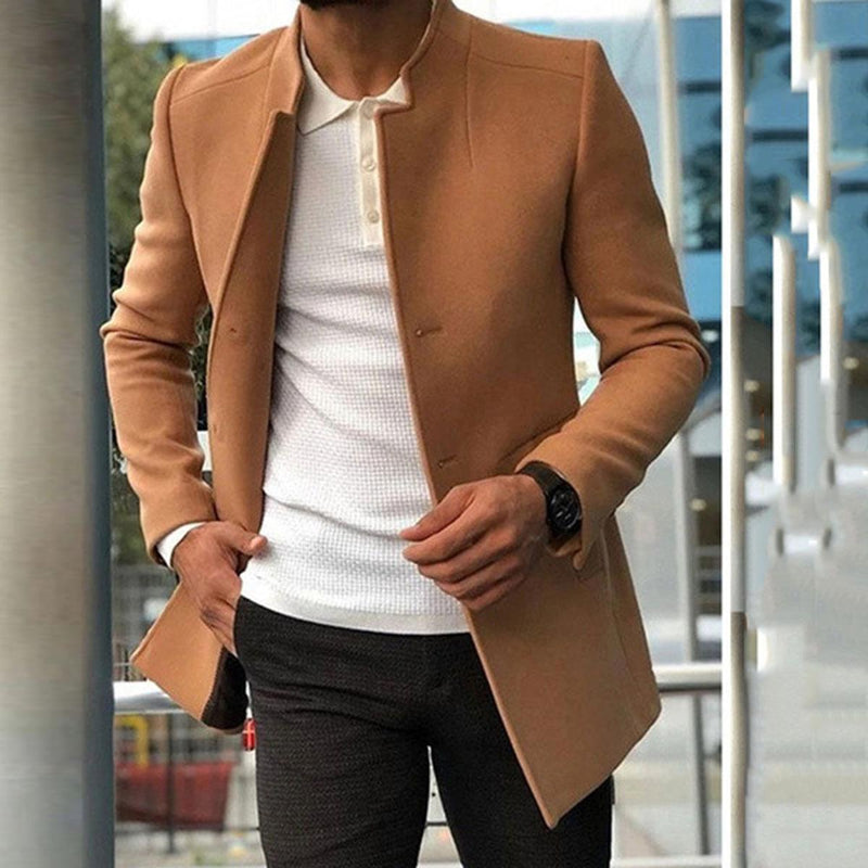Tailored Wool Blend Overcoat for Men