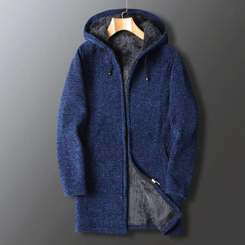 Textured Fleece Hooded Jacket For Men
