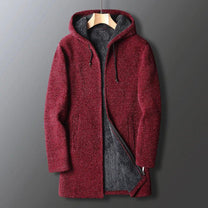 Textured Fleece Hooded Jacket For Men