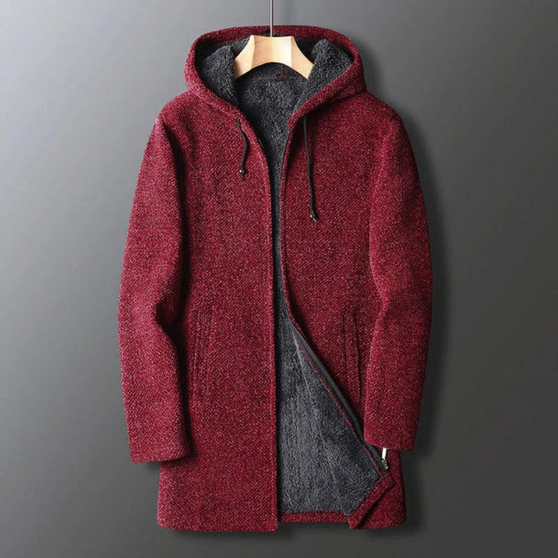 Textured Fleece Hooded Jacket For Men