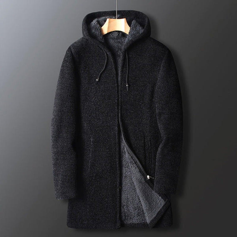 Textured Fleece Hooded Jacket For Men