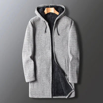 Textured Fleece Hooded Jacket For Men