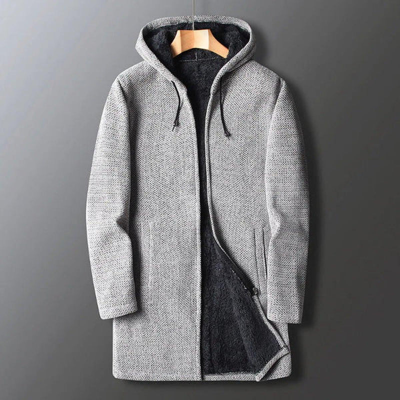Textured Fleece Hooded Jacket For Men