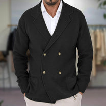 Textured Knit Double-Breasted Blazer Cardigan