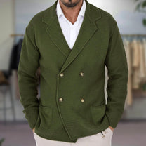 Textured Knit Double-Breasted Blazer Cardigan