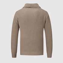 Textured Knit Half-Zip Sweater With High Collar