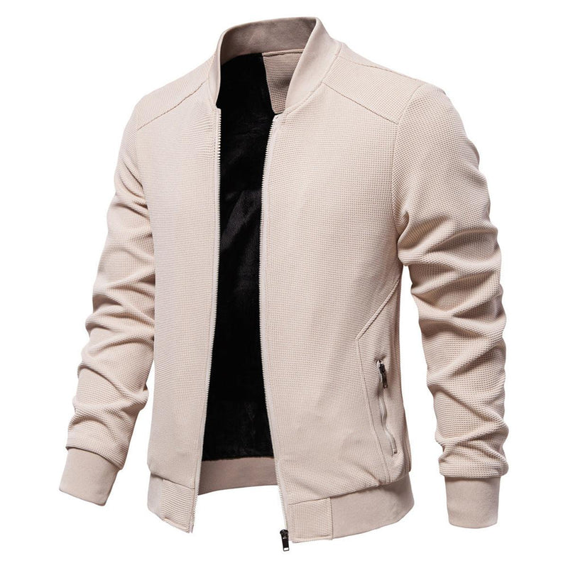 Textured Knit Slim Fit Bomber Jacket