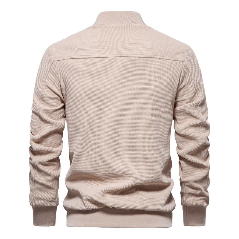 Textured Knit Slim Fit Bomber Jacket