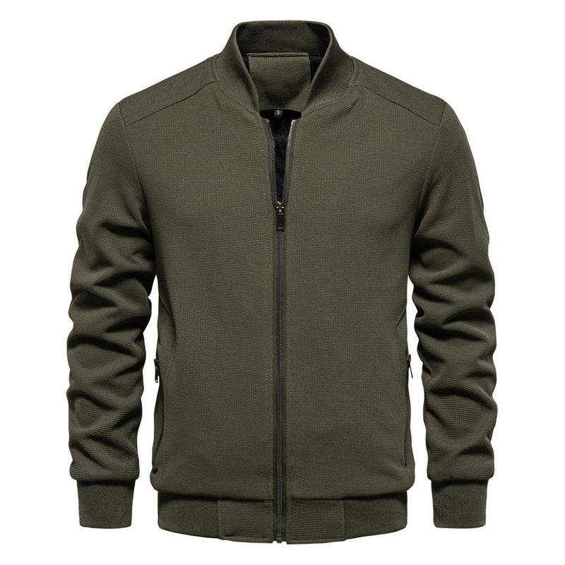 Textured Knit Slim Fit Bomber Jacket